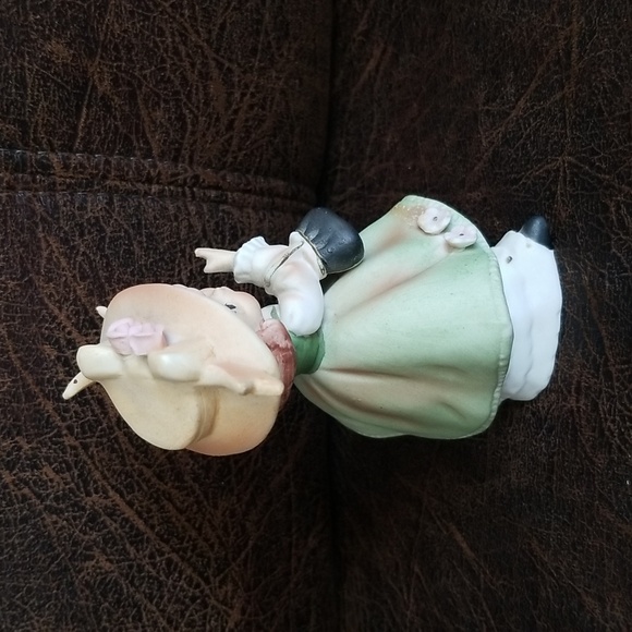 Vtg Adorable Little Green Dress Porcelain Baby Doll Figurine Made In Japan - Picture 10 of 12